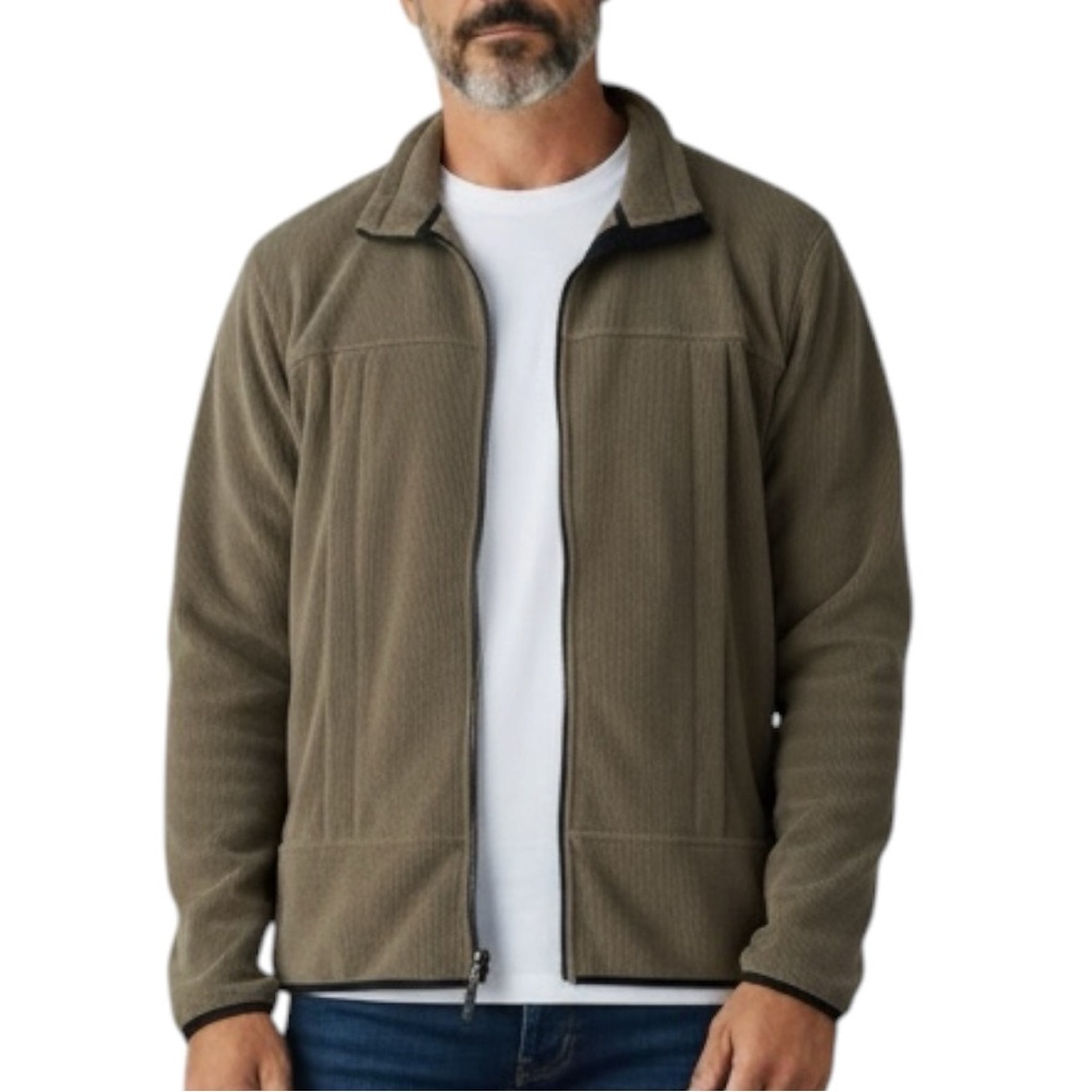 LANDS’ END Fleece Lined Full Zip Jacket in Dark Moss Green Size XL